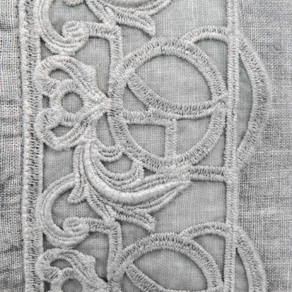 Italian Luxury Sinergia Lace Gray Linen Bed Pillowcase - Stego Viadurini