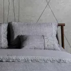 Italian Luxury Sinergia Lace Gray Linen Bed Pillowcase - Stego Viadurini