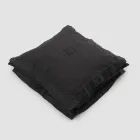 Square Cushion Cover in Black Heavy Linen and Laces Made in Italy - Matero Viadurini