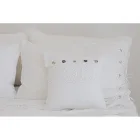 White Square Cushion Cover with Italian Luxury Lace and Buttons - Logos Viadurini