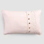 Pillowcase in Colored Linen, Poema Lace and Italian Luxury Piping - Stego Viadurini