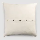 Square Pillowcase in Heavy Colored Linen with Agoya Buttons - Mediterranean Viadurini