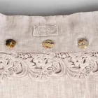 Square Pillowcase in Dusty or Retro Linen with Buttons and Armonia Lace - Logos Viadurini