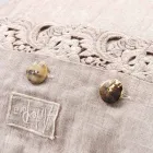 Square Pillowcase in Dusty or Retro Linen with Buttons and Armonia Lace - Logos Viadurini