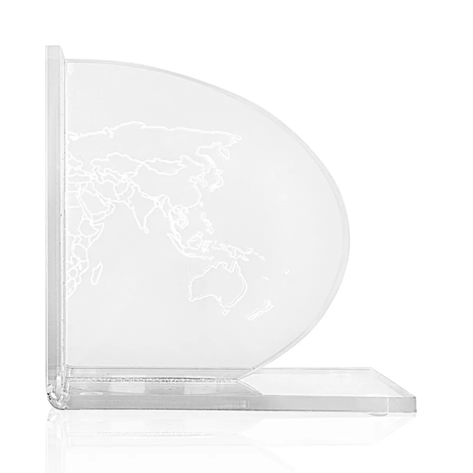 Bookends in Transparent Plexiglass Design with Map 2 Pieces - Aretone Viadurini