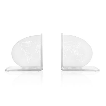 Bookends in Transparent Plexiglass Design with Map 2 Pieces - Aretone Viadurini
