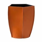 Design wastepaper box in regenerated Poligiono leather, made in Italy Viadurini