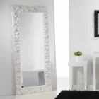 Large white floor / wall mirror with Flower wooden frame Viadurini