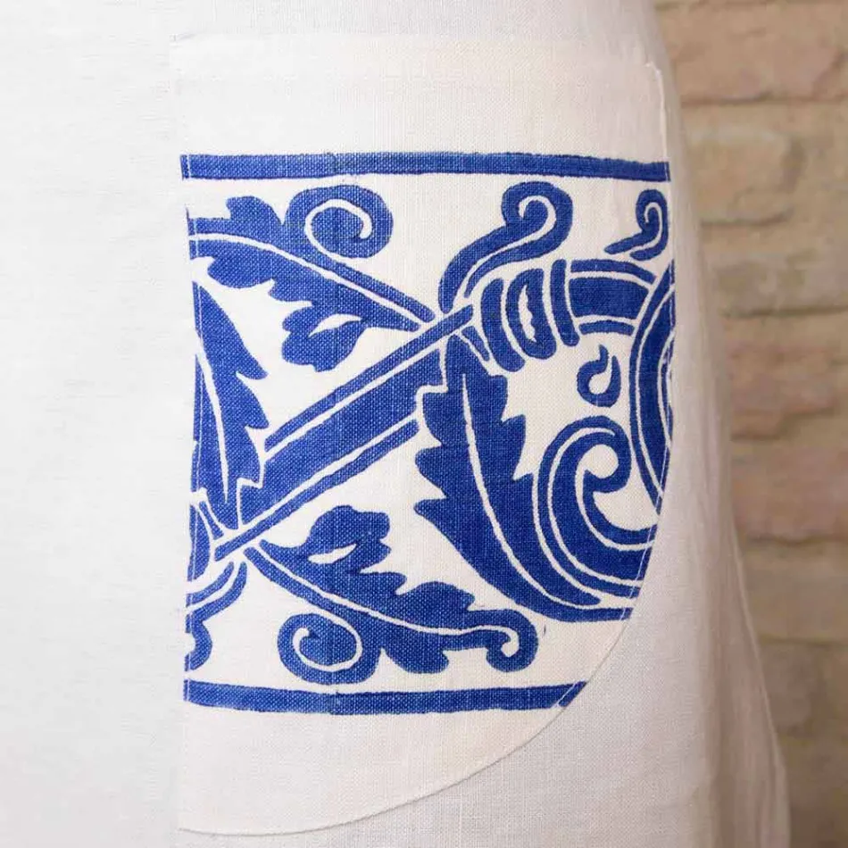 Italian Hand Crafted Linen Apron One Piece - Brands Viadurini
