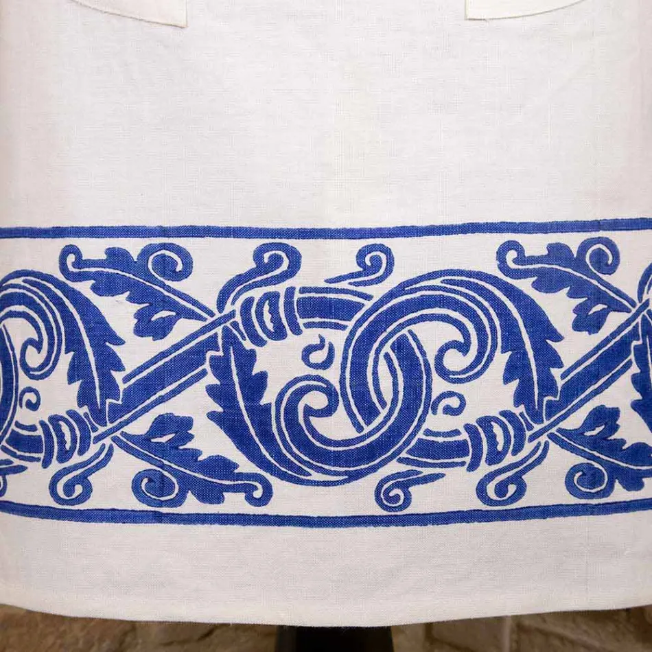 Italian Hand Crafted Linen Apron One Piece - Brands Viadurini