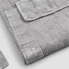 Anthracite Gray Linen Kitchen Apron Low Model with Pocket - Flick Viadurini