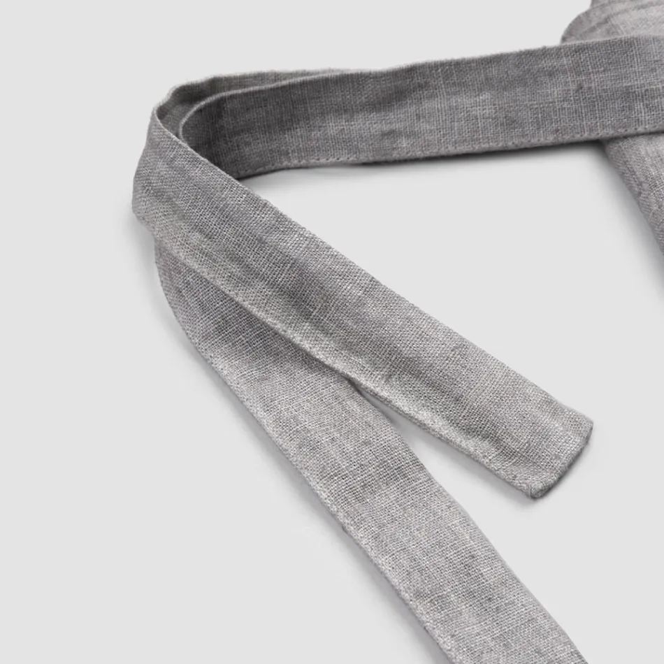 Anthracite Gray Linen Kitchen Apron Low Model with Pocket - Flick Viadurini