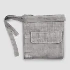 Anthracite Gray Linen Kitchen Apron Low Model with Pocket - Flick Viadurini