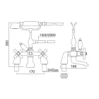 Classic Bathtub Edge Group with Brass Hand Shower Made in Italy - Ercolina Viadurini