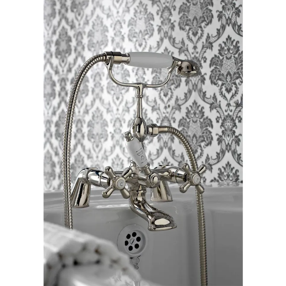 Classic Bathtub Edge Group with Brass Hand Shower Made in Italy - Ercolina Viadurini