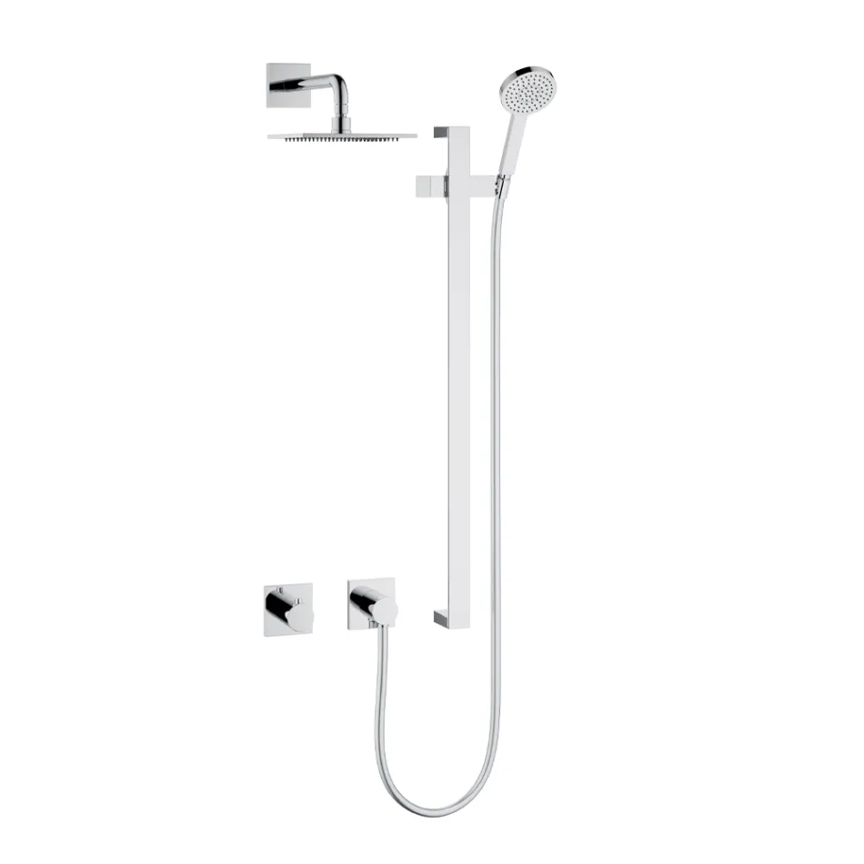 2-Way Shower Group with sliding rail, Round or Square Rosette - Kristio Viadurini