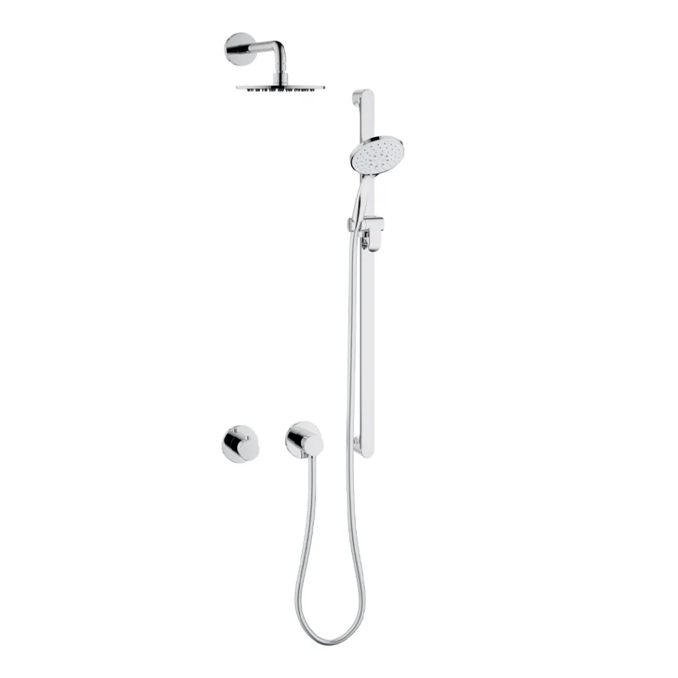 2-Way Shower Group with sliding rail, Round or Square Rosette - Kristio Viadurini