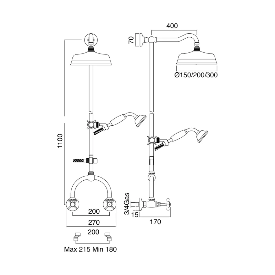 Shower Group with Brass Rod Vintage Made in Italy – Katerina Viadurini