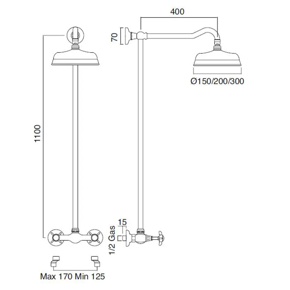 Handcrafted Brass Shower Head Set Classic Style - Miriano Viadurini