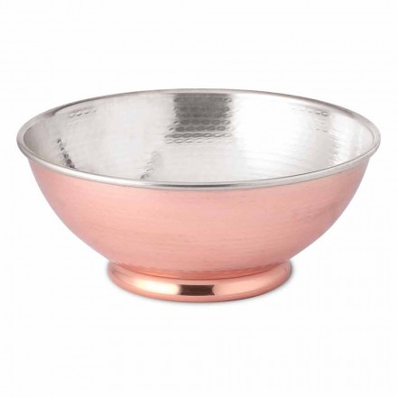 Round Design Salad Bowl in Polished Wrought Copper Made in Italy 25 cm - Daniela Viadurini