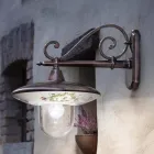 Garden Wall Lamp in Black Aluminum Hand Painted Flowers - Latin Viadurini