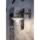 Garden Wall Lamp in Black Aluminum Hand Painted Flowers - Latin Viadurini