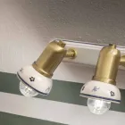 Linear Wall Lamp 3 Spotlights in Brass and Handcrafted Ceramic - Savona Viadurini