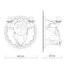 Wall Lamp with 2 Lights in Ceramic Design in the Shape of a Bull - Marrena Viadurini