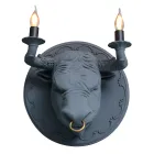 Wall Lamp with 2 Lights in Ceramic Design in the Shape of a Bull - Marrena Viadurini