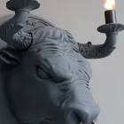 Wall Lamp with 2 Lights in Ceramic Design in the Shape of a Bull - Marrena Viadurini
