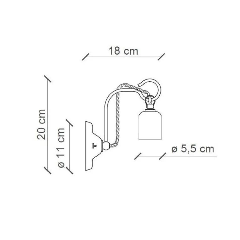 Industrial Artisan Wall Lamp in Iron and Ceramic - Vintage Viadurini