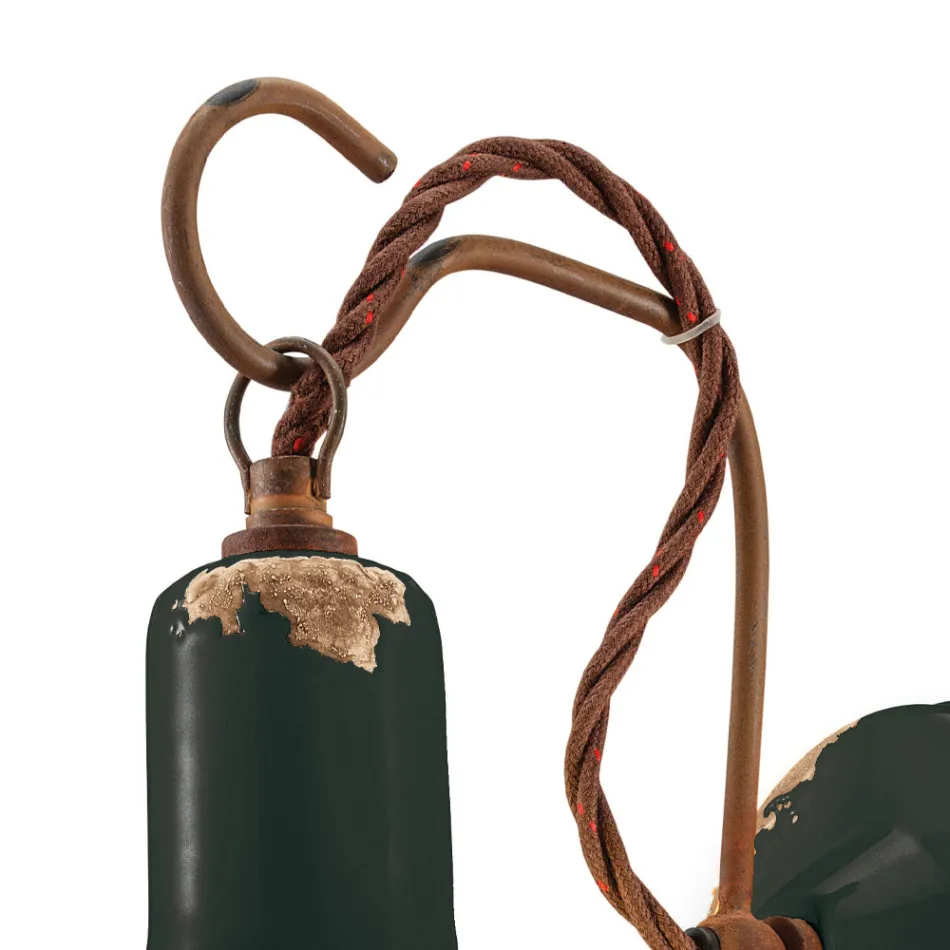 Industrial Artisan Wall Lamp in Iron and Ceramic - Vintage Viadurini