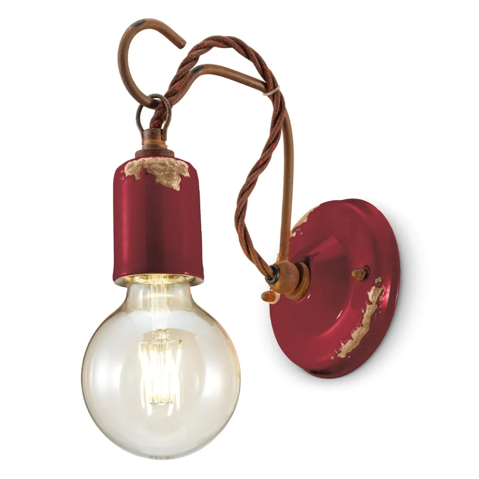 Industrial Artisan Wall Lamp in Iron and Ceramic - Vintage Viadurini