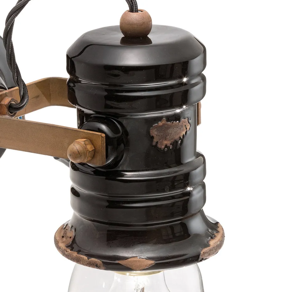 Wall Lamp in Iron and Industrial Handmade Ceramic - Urban Viadurini