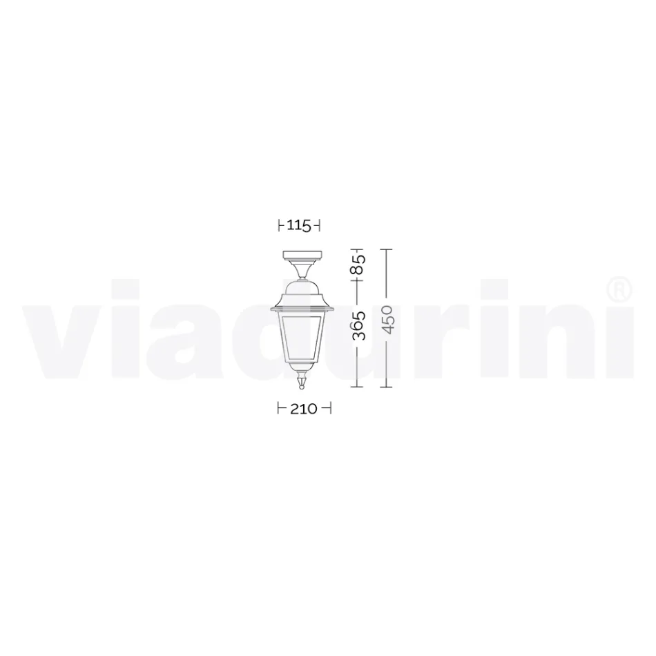 Aluminum garden ceiling lamp made in Italy, Aquilina Viadurini