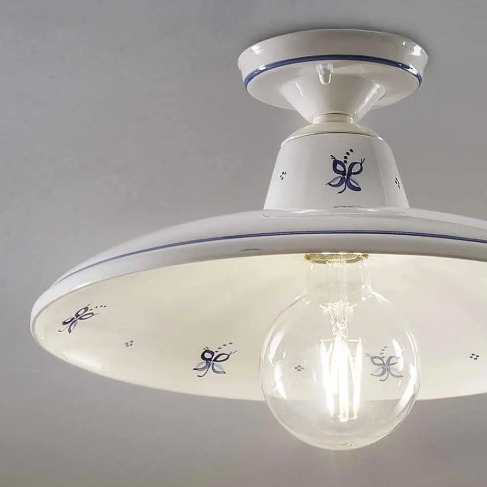 Ceiling Lamp in Ceramic and Vintage Hand Painted Decorations - Como Viadurini