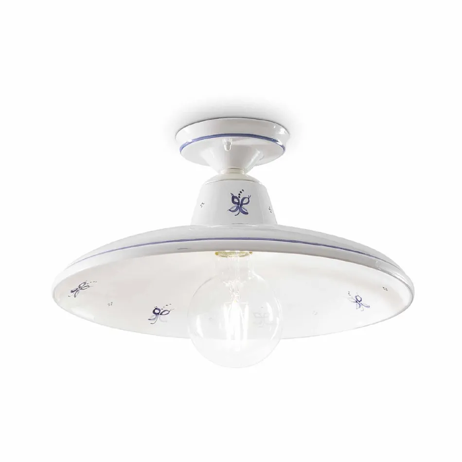 Ceiling Lamp in Ceramic and Vintage Hand Painted Decorations - Como Viadurini