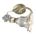 Ceiling Lamp in Metal and Ceramic with Hand Painted Rose - Pisa Viadurini