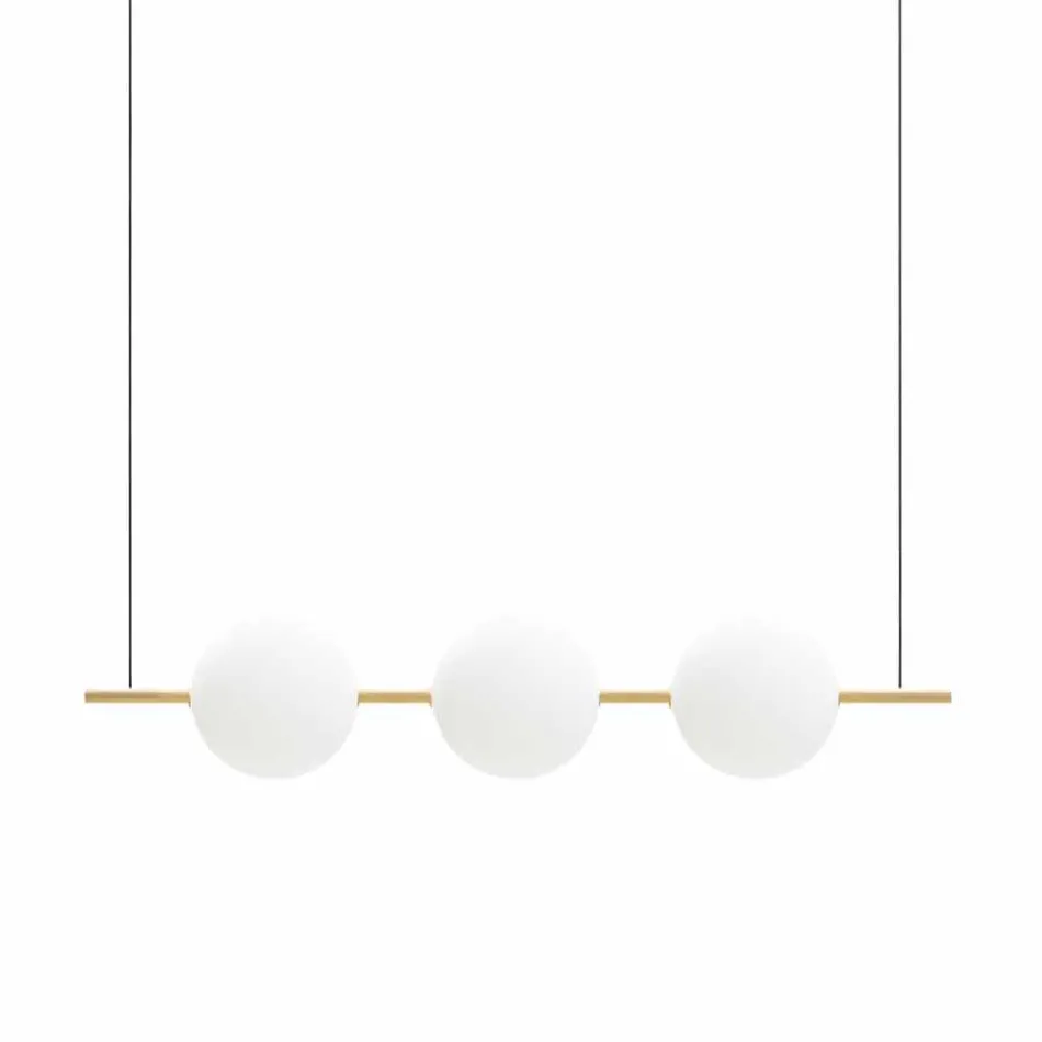 Suspension Lamp 3 Lights in Brass and Glass 2 Finishes - Alma by Il Fanale Viadurini