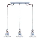 Suspension Lamp 3 Lights Vintage Handcrafted Iron and Ceramic - Chieti Viadurini
