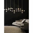 5 Lights Suspension Lamp in Natural Brass and Glass - Molecola by Il Fanale Viadurini