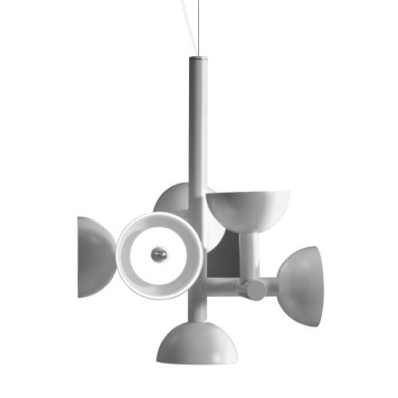 Suspension Lamp 6 Lights Design in White or Black Aluminum - Celio Viadurini
