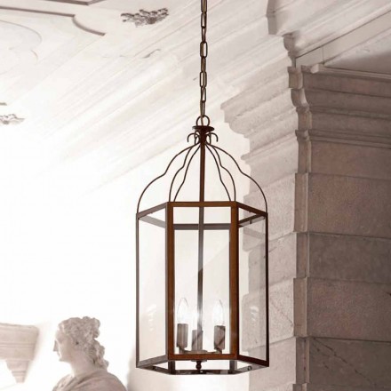 Pendant lamp with 3 lights brass and glass Turandot Viadurini