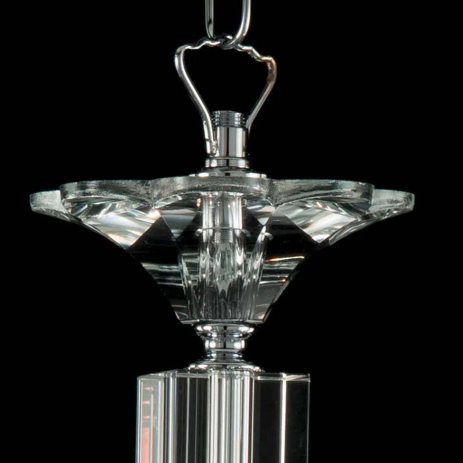 Suspension lamp with 3 lights in glass and crystal Ivy, made in Italy Viadurini