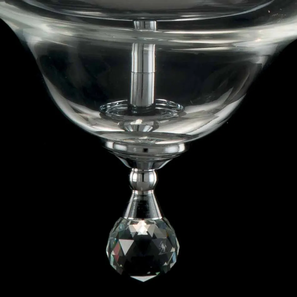 Suspension lamp with 3 lights in glass and crystal Ivy, made in Italy Viadurini