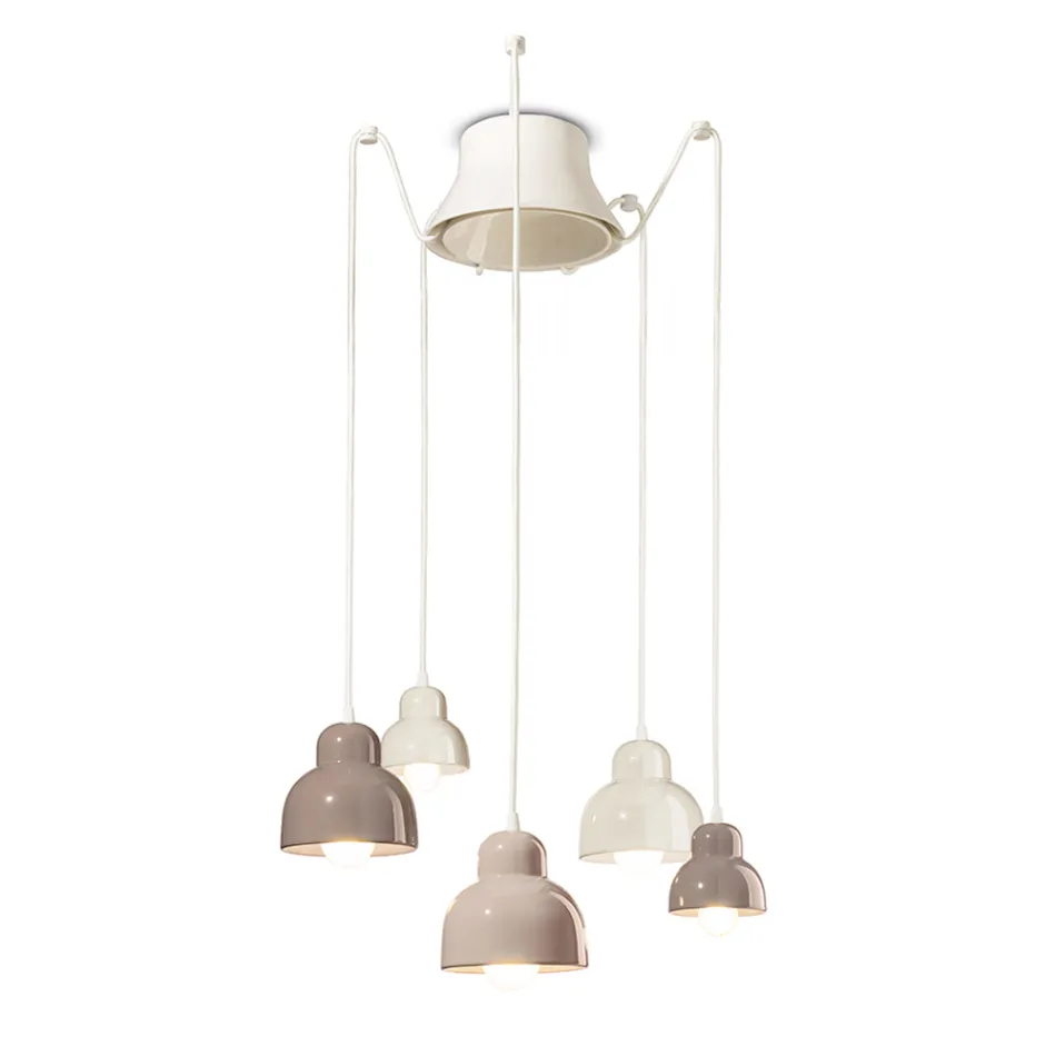 Pendant Lamp with 5 Colored Elements Made in Italy - Berimbau Viadurini