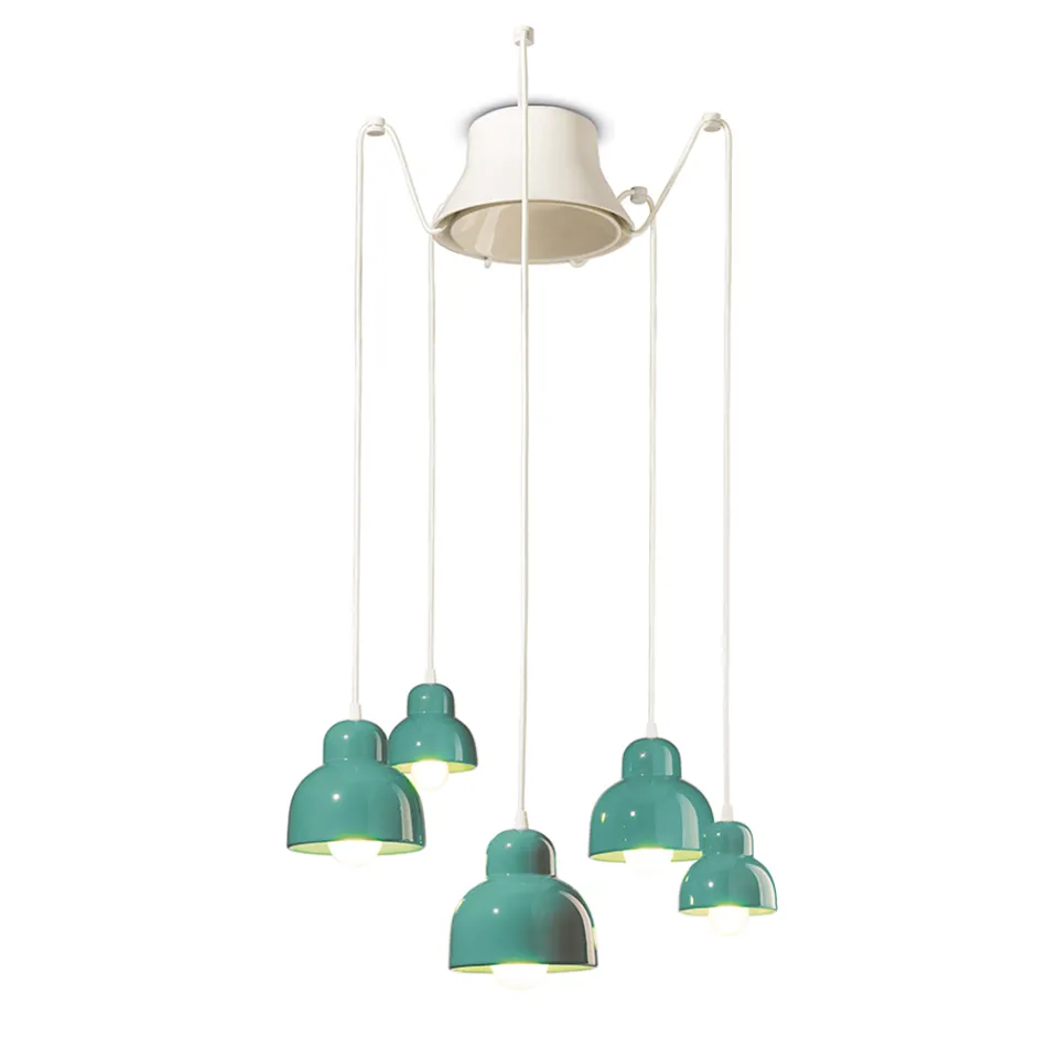 Pendant Lamp with 5 Colored Elements Made in Italy - Berimbau Viadurini