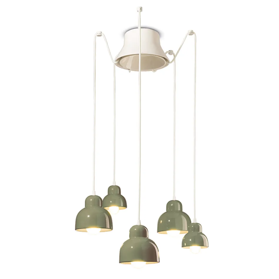 Pendant Lamp with 5 Colored Elements Made in Italy - Berimbau Viadurini