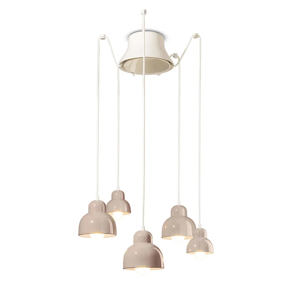 Pendant Lamp with 5 Colored Elements Made in Italy - Berimbau Viadurini
