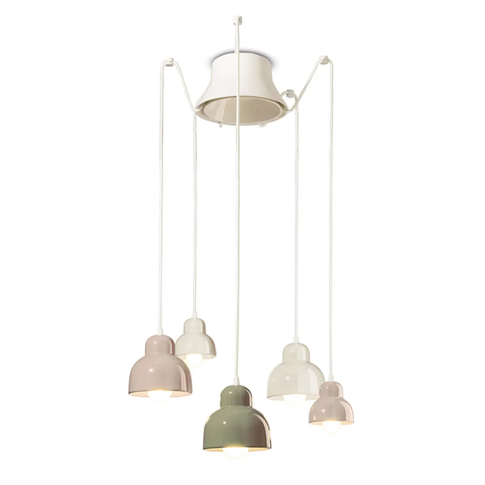 Pendant Lamp with 5 Colored Elements Made in Italy - Berimbau Viadurini